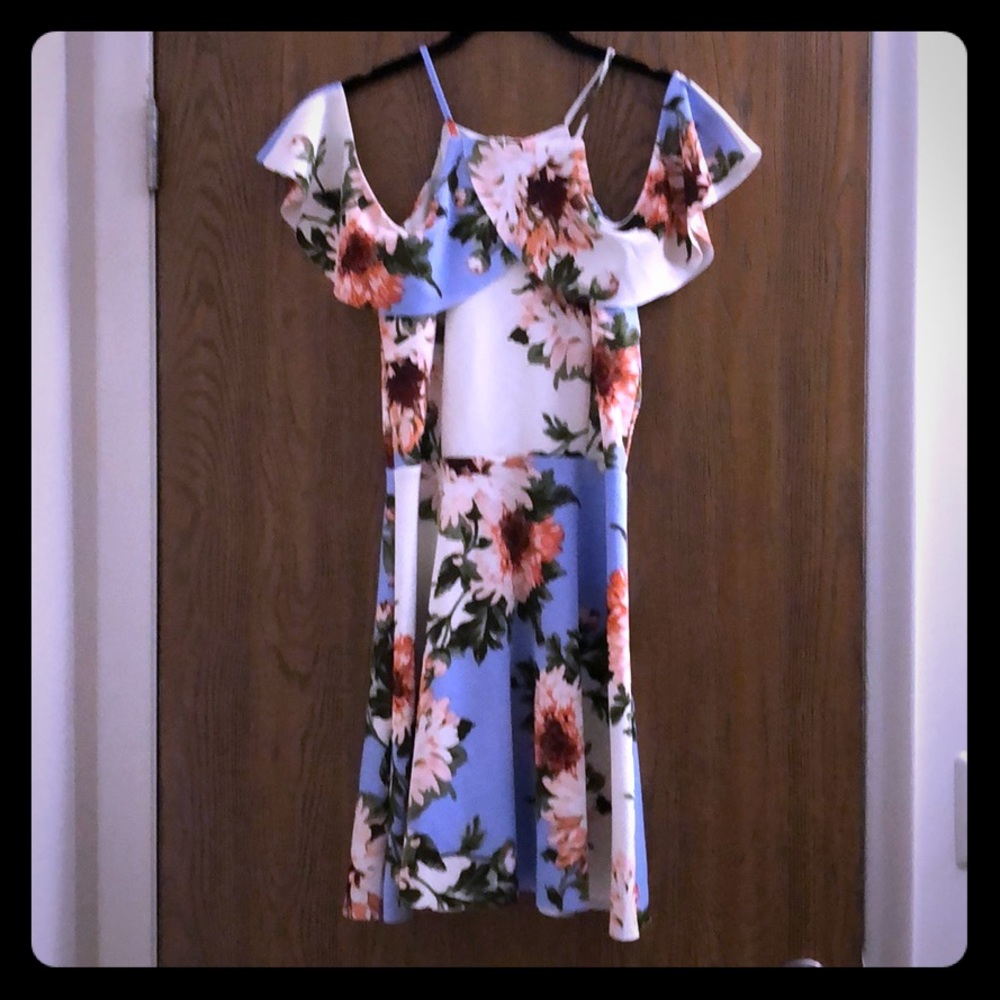 Off the shoulder spaghetti strap skater dress
